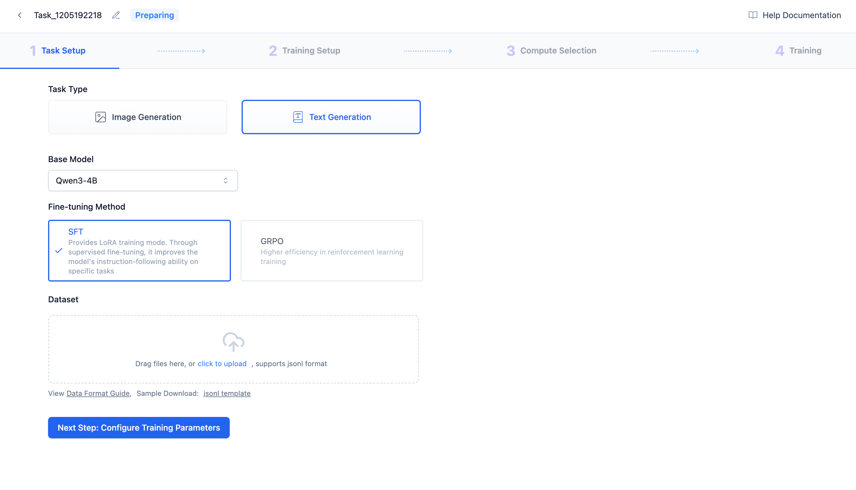 Fine-tuning Task Configuration